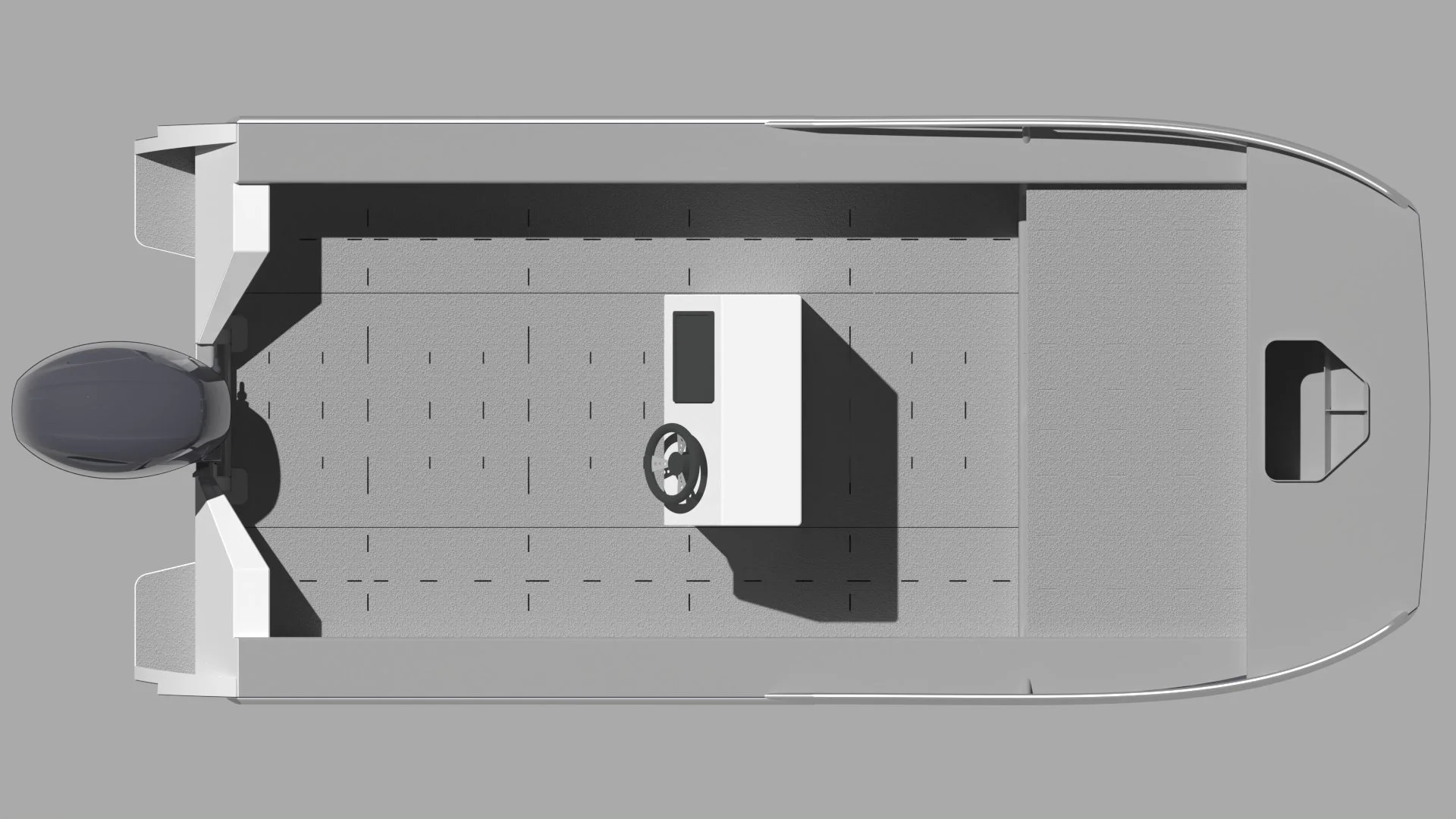 Sherwood Marine C450CC centre console 4.5 m aluminium catamaran boat kit - 3D plan view
