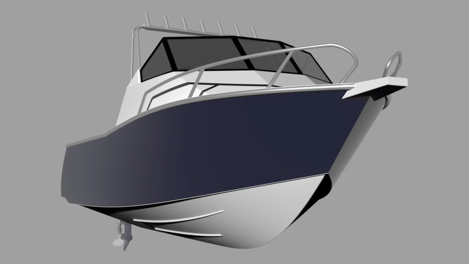Sherwood Marine 615CD cuddy 6.15 m aluminium monohull boat kit — bow quarter below 3D
