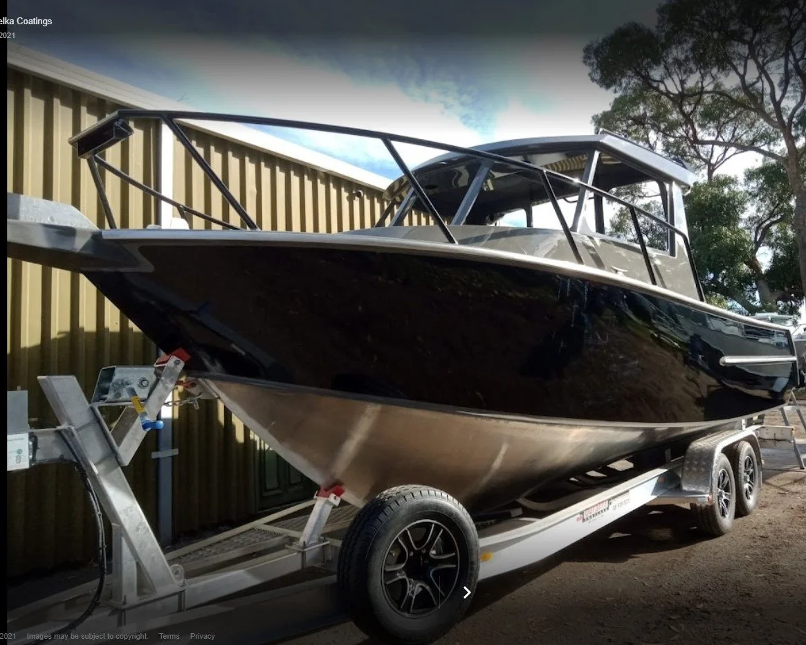 Sherwood Marine 780CAB - 7.8m Full Cab aluminium boat kit - painted hull on the trailer
