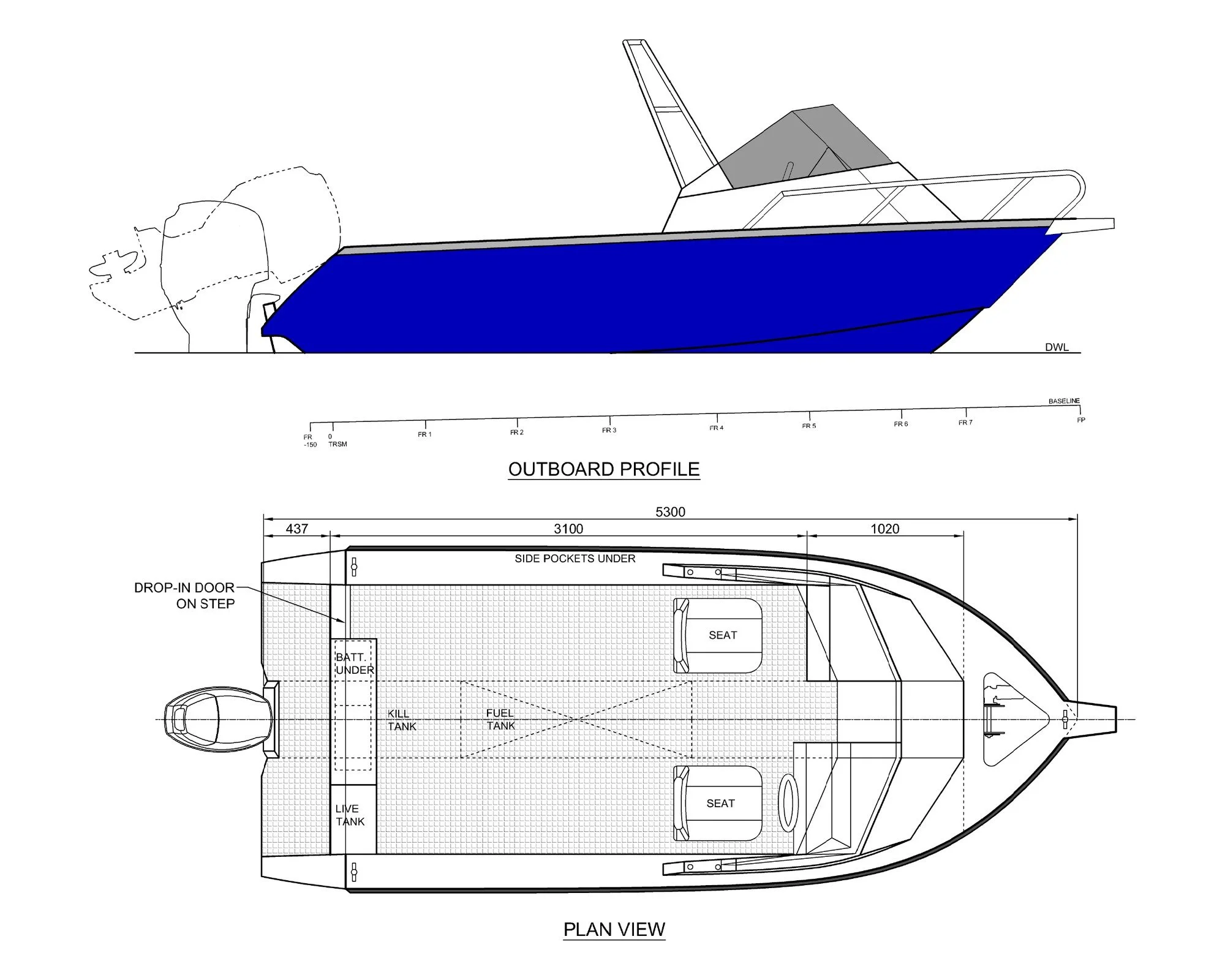 Sherwood Marine 530CD - 5.3m Cuddy Aluminium Boat Kit GA
