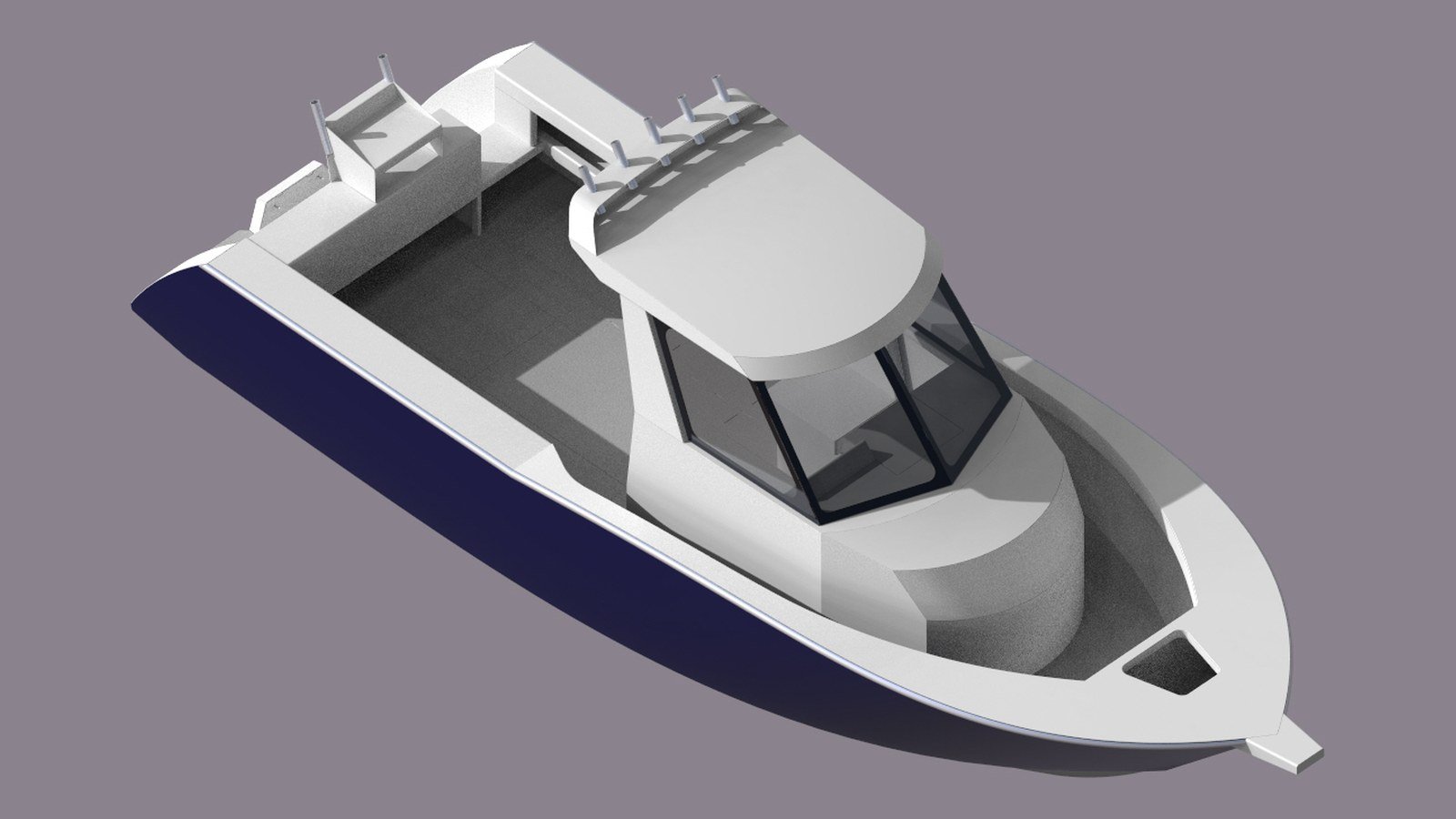 Sherwood Marine 750CCB - 7.5m Centre Cab aluminium boat kit - bow quarter
