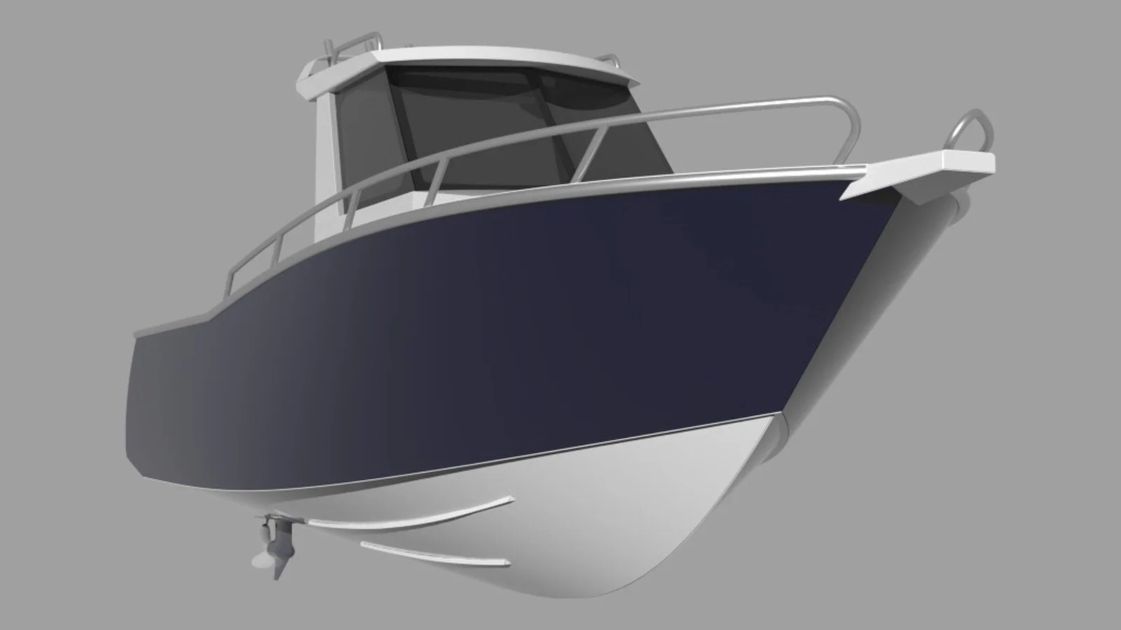 Sherwood Marine 700CCB - 7m Centre Cab aluminium boat kit - bow quarter below
