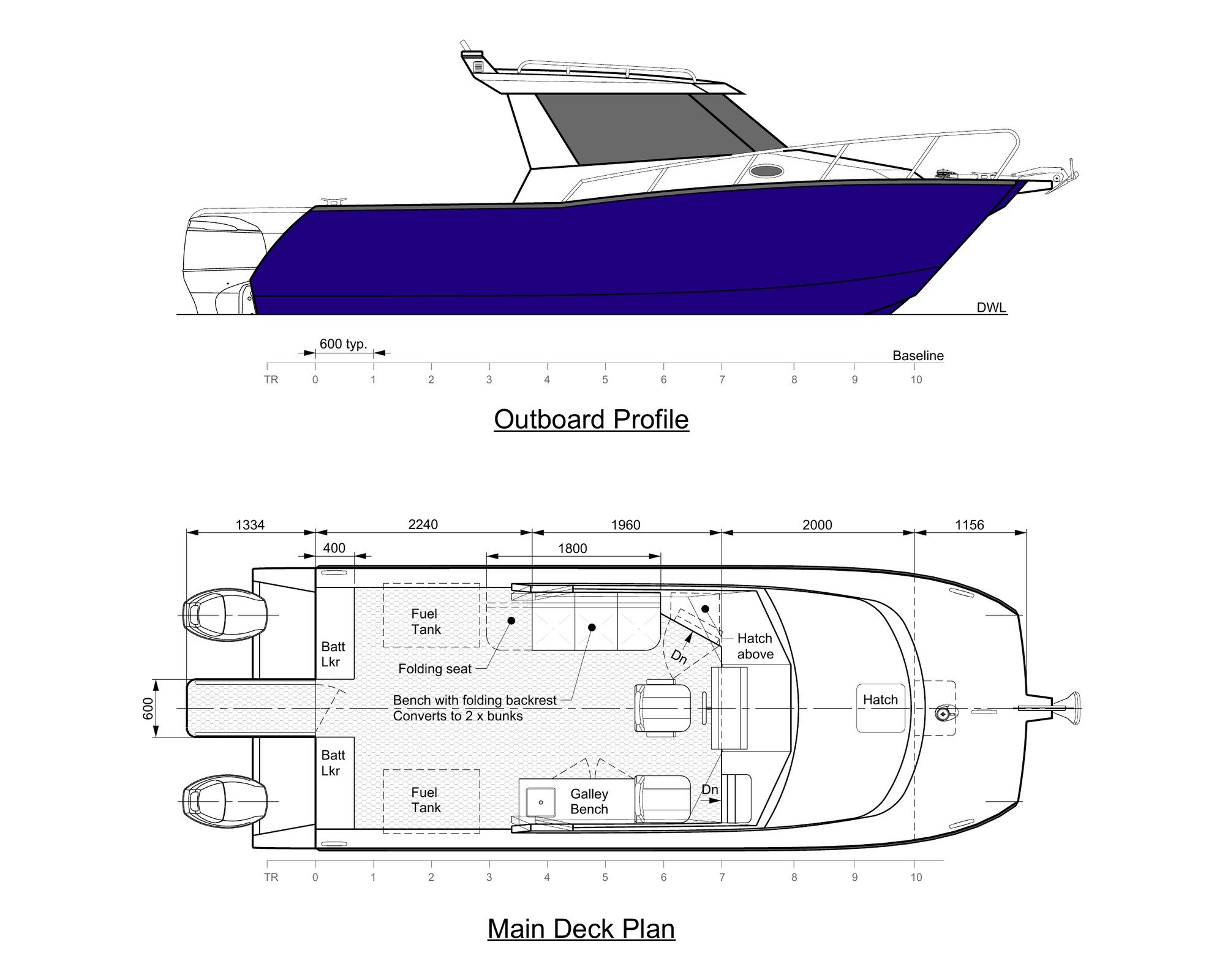 Sherwood Marine C800 cab 8.00 m aluminium catamaran boat kit GA