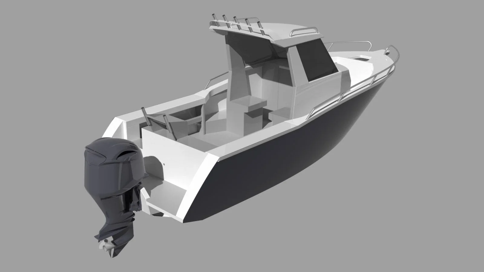 Sherwood Marine 700CCB - 7m Centre Cab aluminium boat kit - stern quarter
