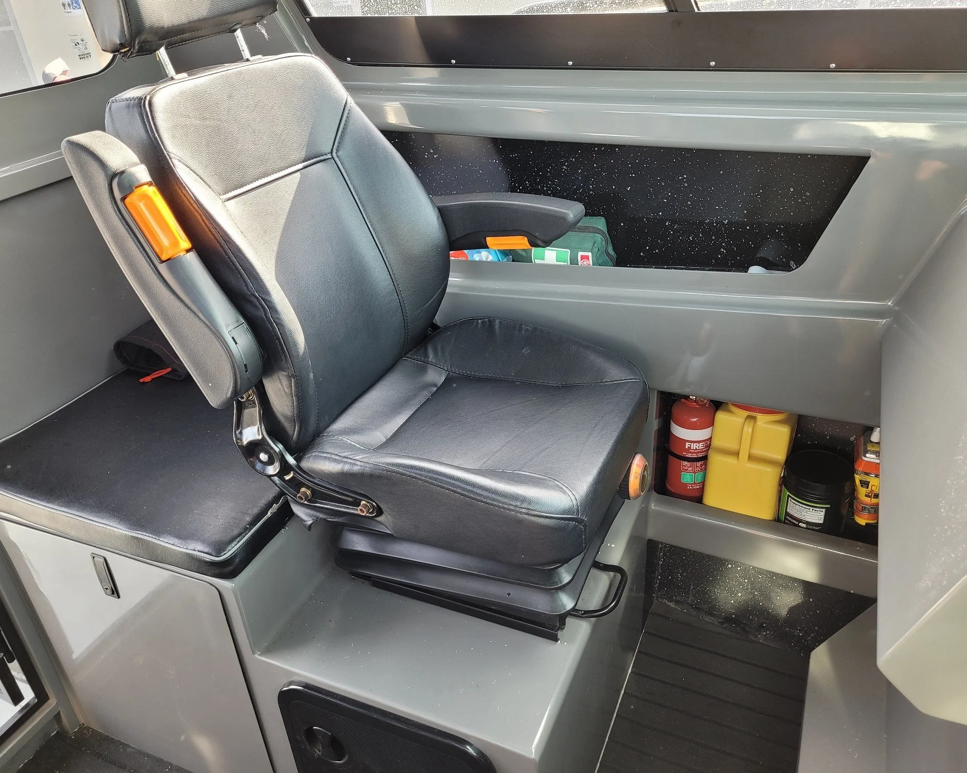 Sherwood Marine 780CAB - 7.8m Full Cab aluminium boat kit - cabin interior, port seating
