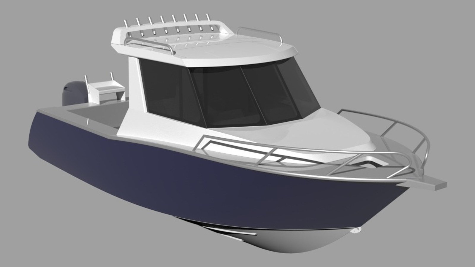 Sherwood Marine 750CAB - 7.5m Full Cab aluminium boat kit - bow quarter
