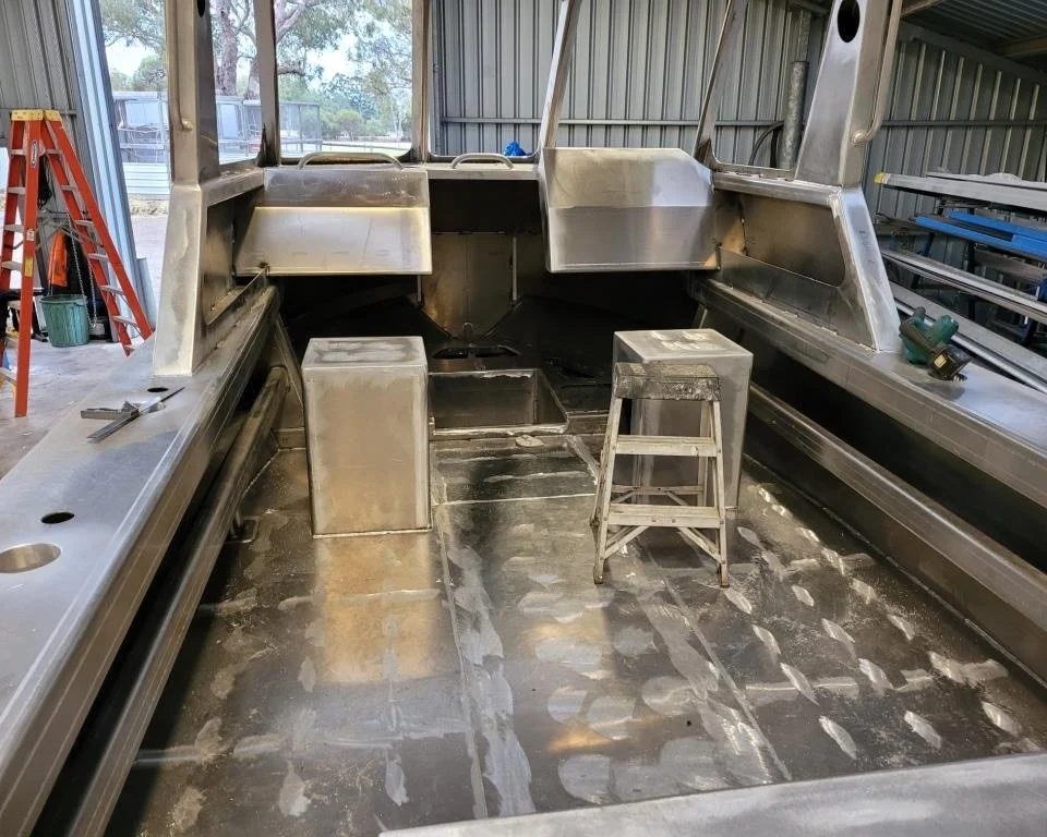Sherwood Marine 600HT - 6m Hardtop aluminium boat kit - bare cockpit interior looking forward

