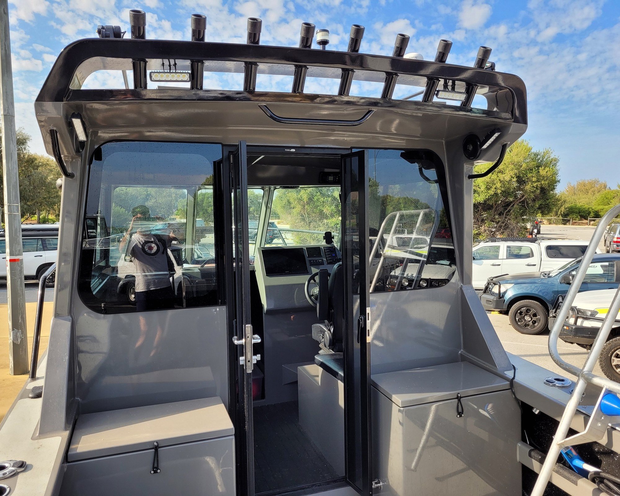Sherwood Marine 780CAB - 7.8m Full Cab aluminium boat kit - aft bulkhead and doors
