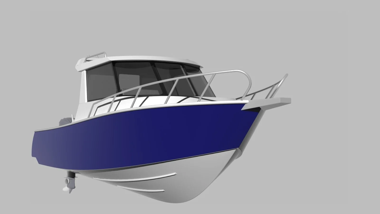 Sherwood Marine 830CAB - 8.3m Full Cab aluminium boat kit - bow quarter below
