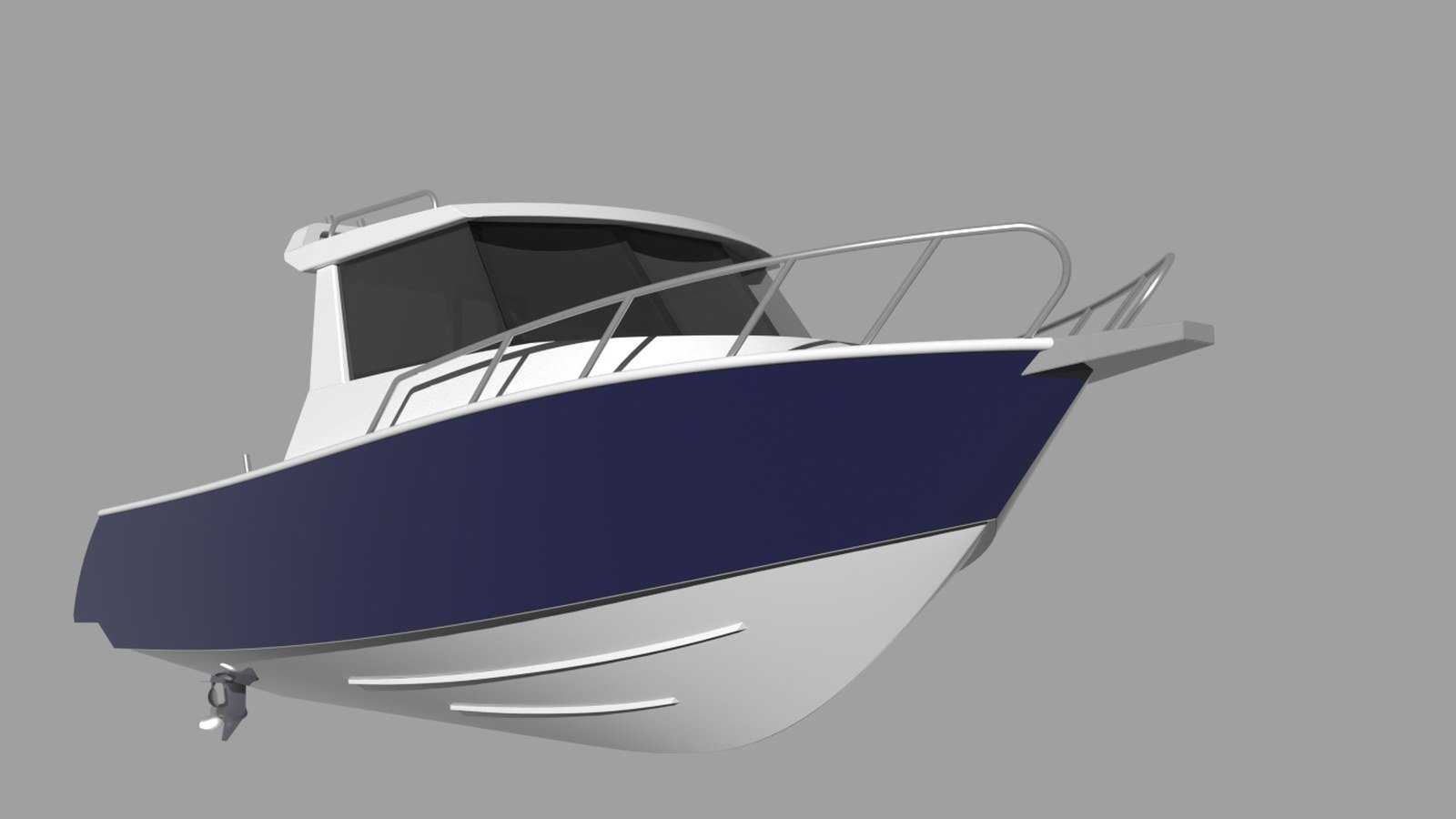 Sherwood Marine 780CAB - 7.8m Full Cab aluminium boat kit - bow quarter below
