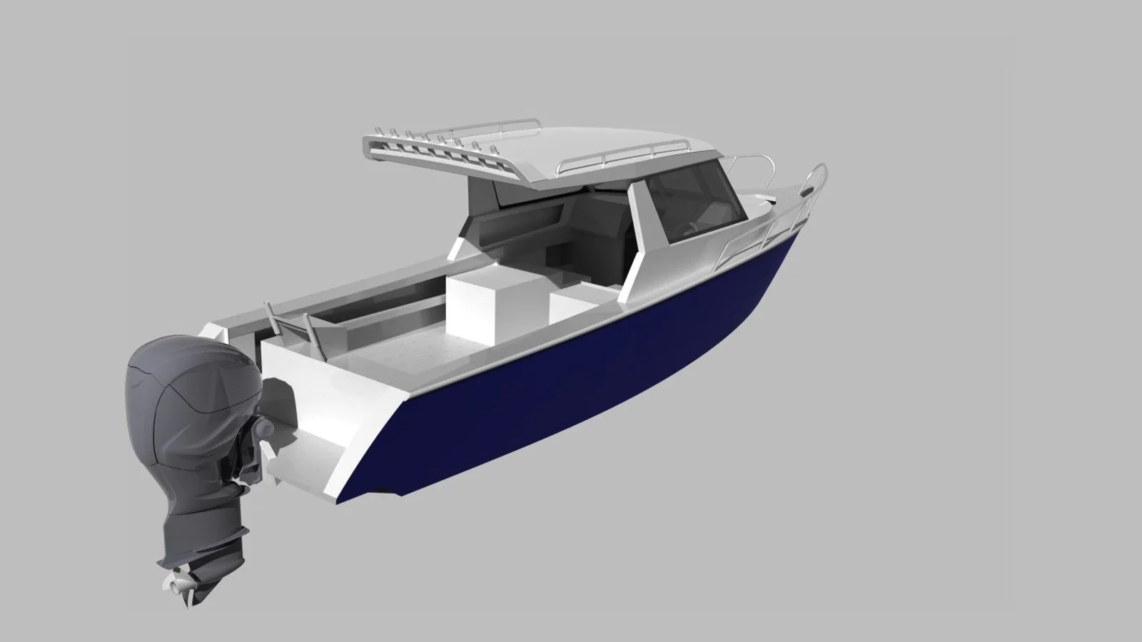 Sherwood Marine 830HTX - 8.3m Extended Hardtop aluminium boat kit - stern quarter
