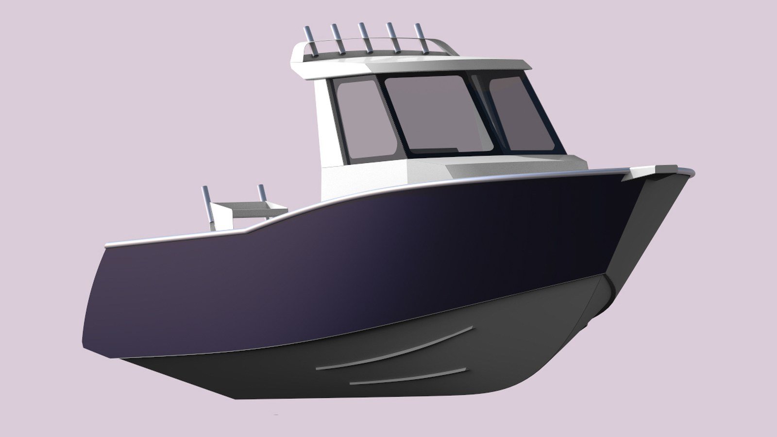 Sherwood Marine 750CCB - 7.5m Centre Cab aluminium boat kit - bow quarter below
