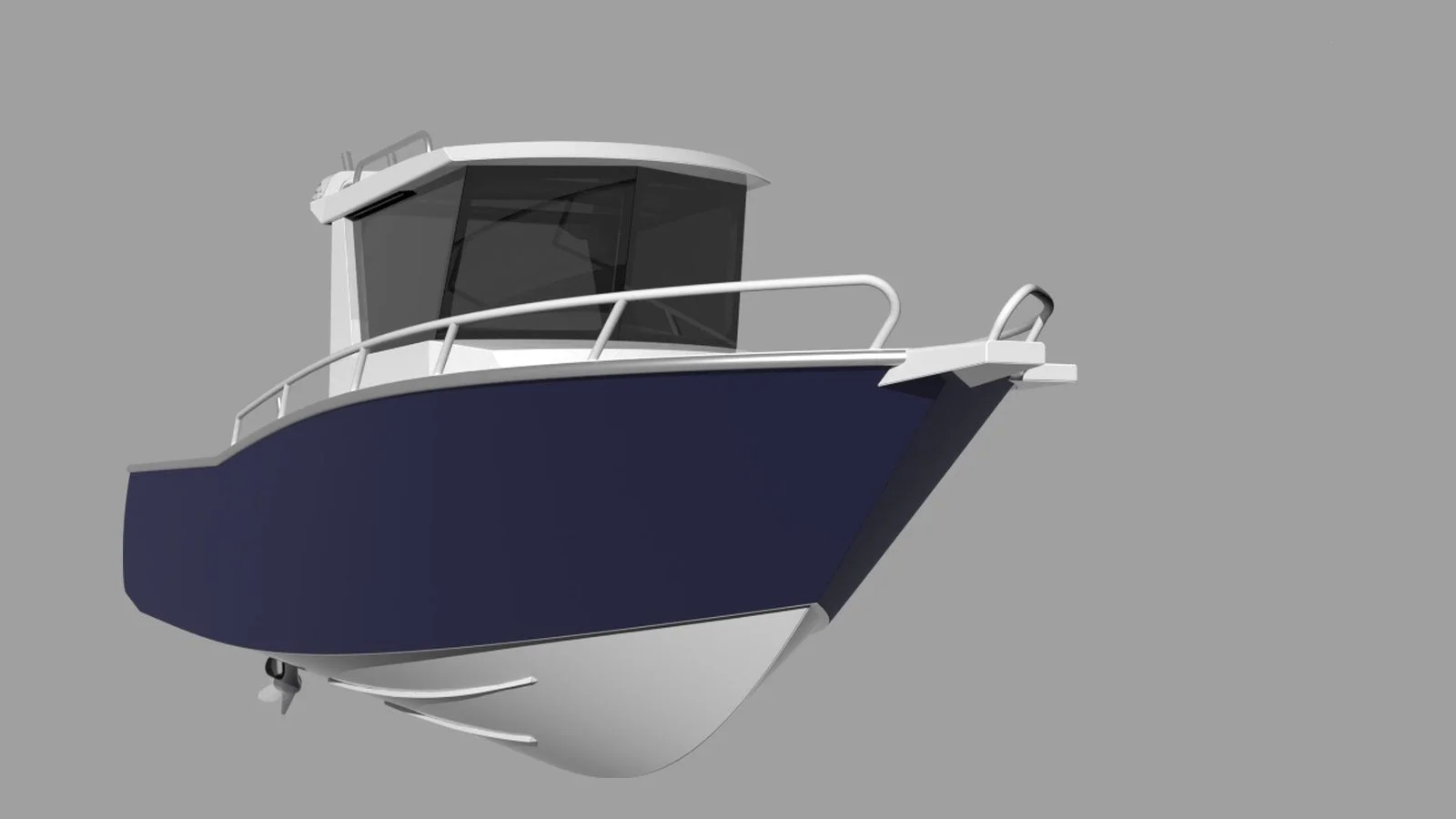Sherwood Marine 750CCB - 7.5m Centre Cab aluminium boat kit - bow quarter below - fr version
