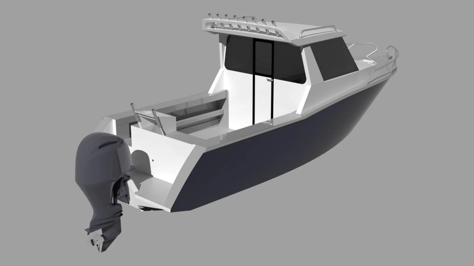 Sherwood Marine 750CAB - 7.5m Full Cab aluminium boat kit - stern quarter
