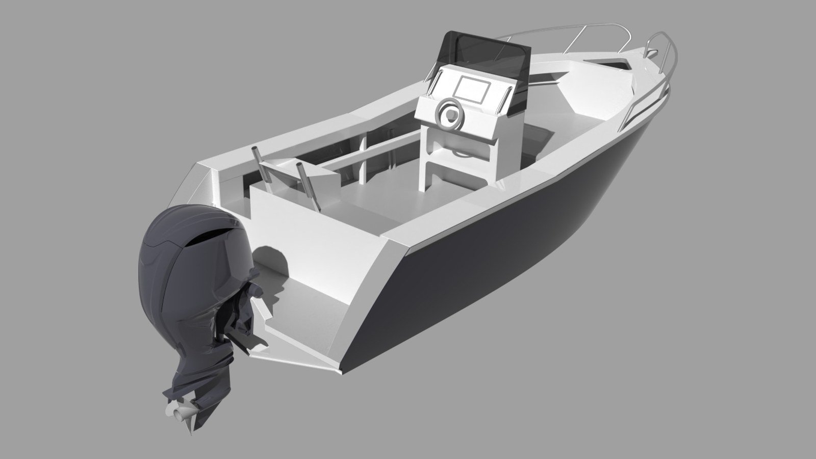 Sherwood Marine 615CC centre console 6.15 m aluminium monohull boat kit — stern quarter 3D
