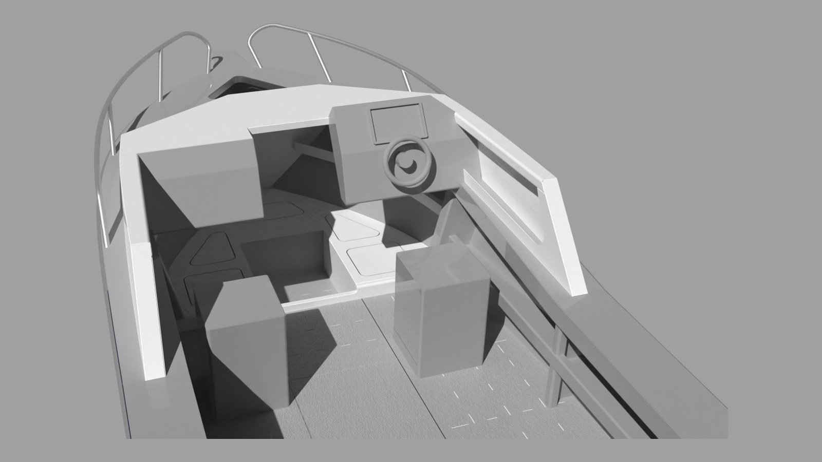 Sherwood Marine 615HT hardtop 6.15 m aluminium monohull boat kit — cabin 3D