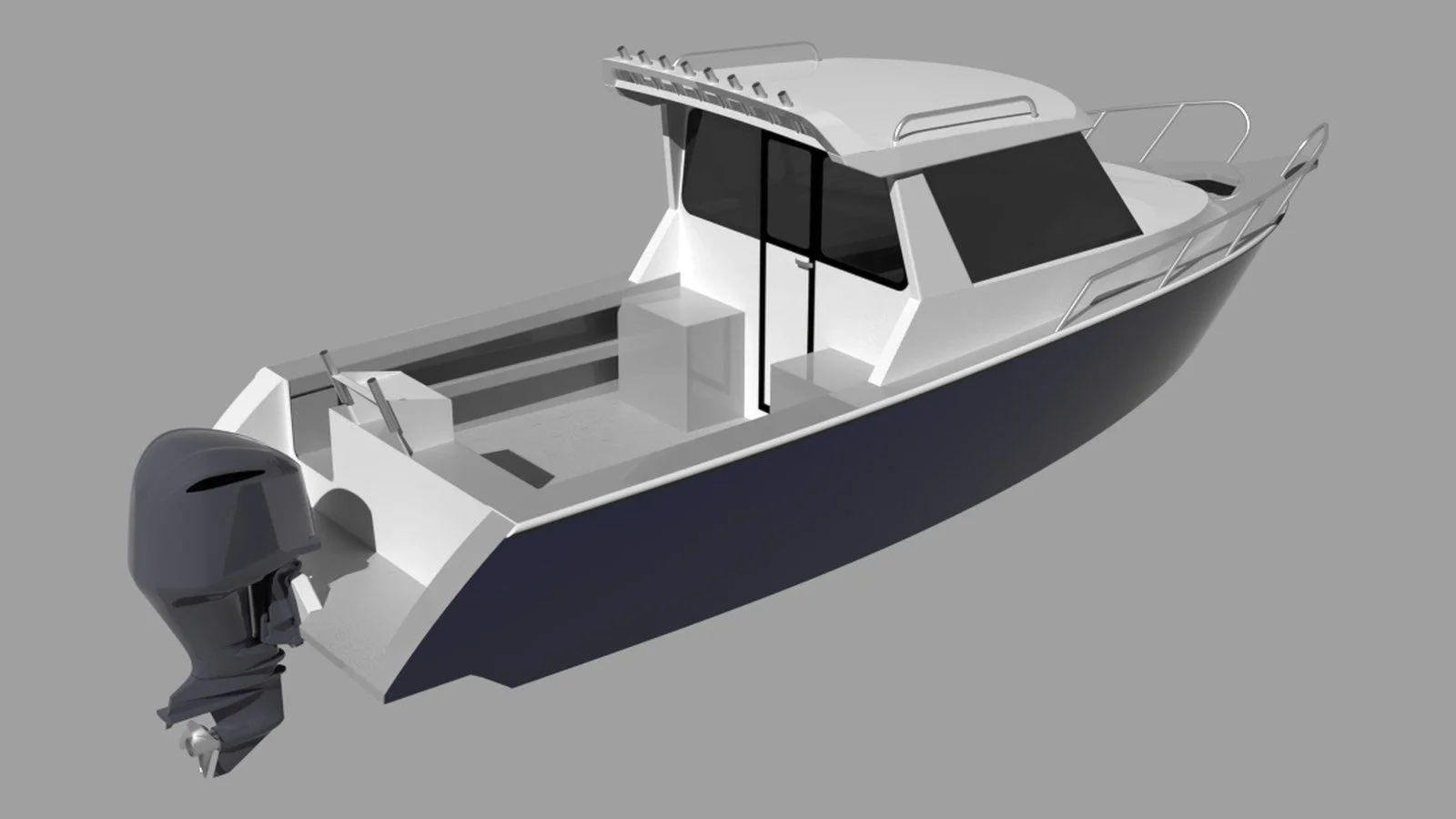 Sherwood Marine 780CAB - 7.8m Full Cab aluminium boat kit - stern quarter
