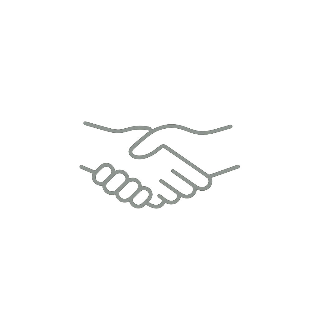 Ilustración simple de un apretón de manos, símbolo de acuerdo o colaboración.