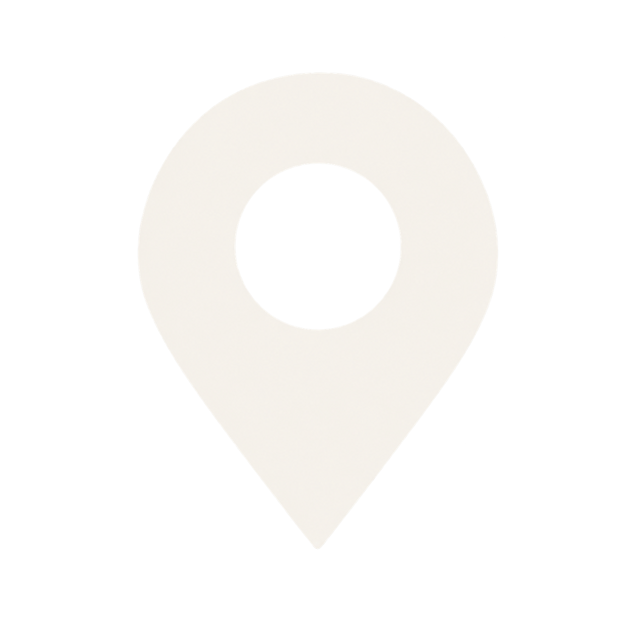 Ubicación de pin de mapa en blanco con borde negro.
