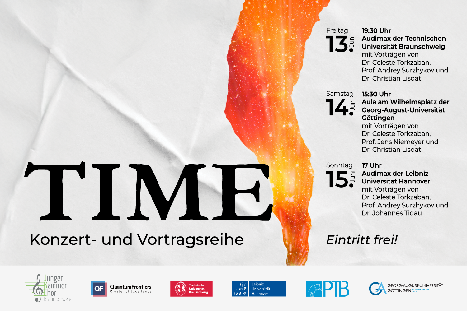 Concerts and lectures on atomic clock precision and mortality