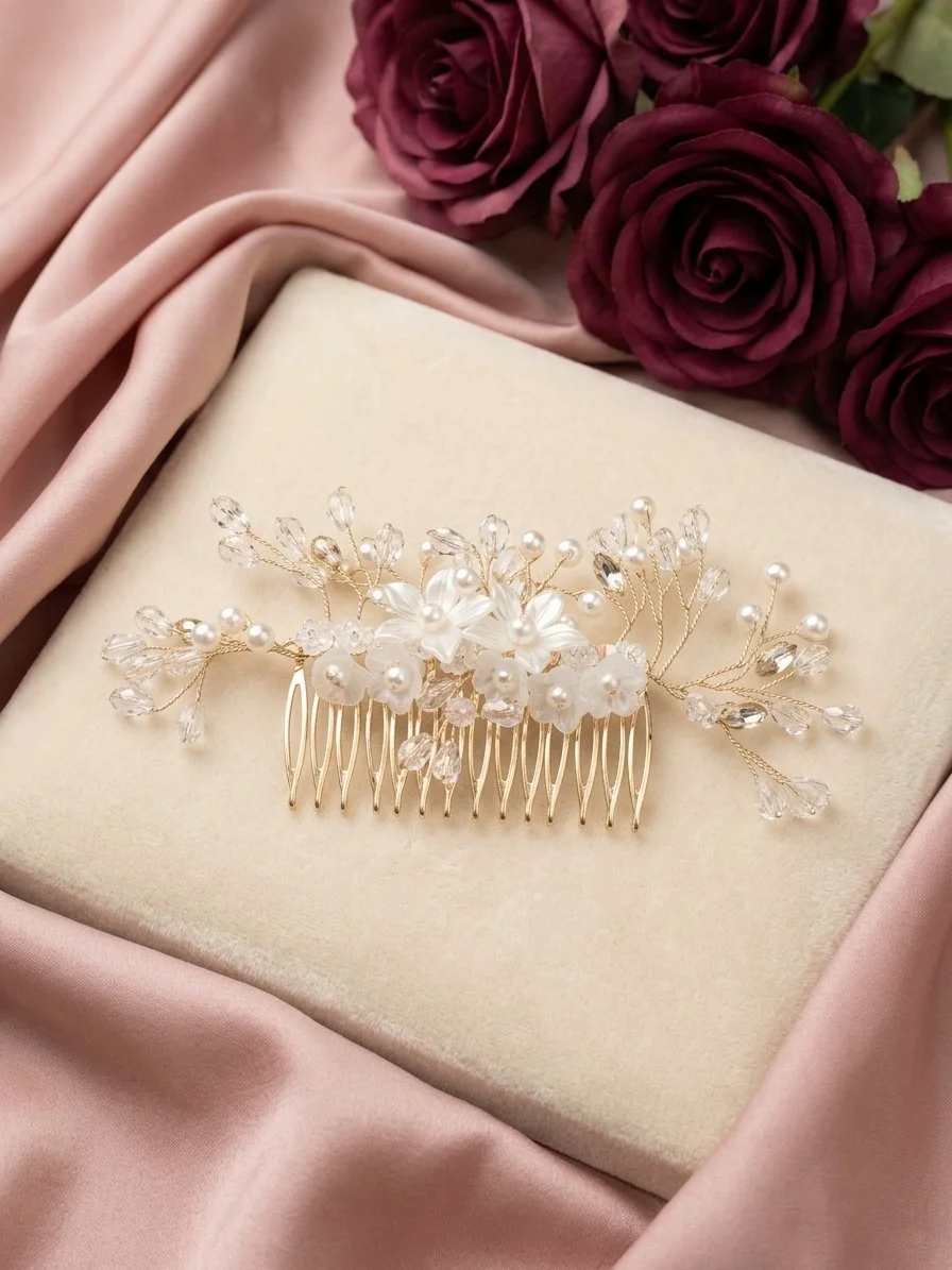 Arabella Crystal And Floral Hair Comb