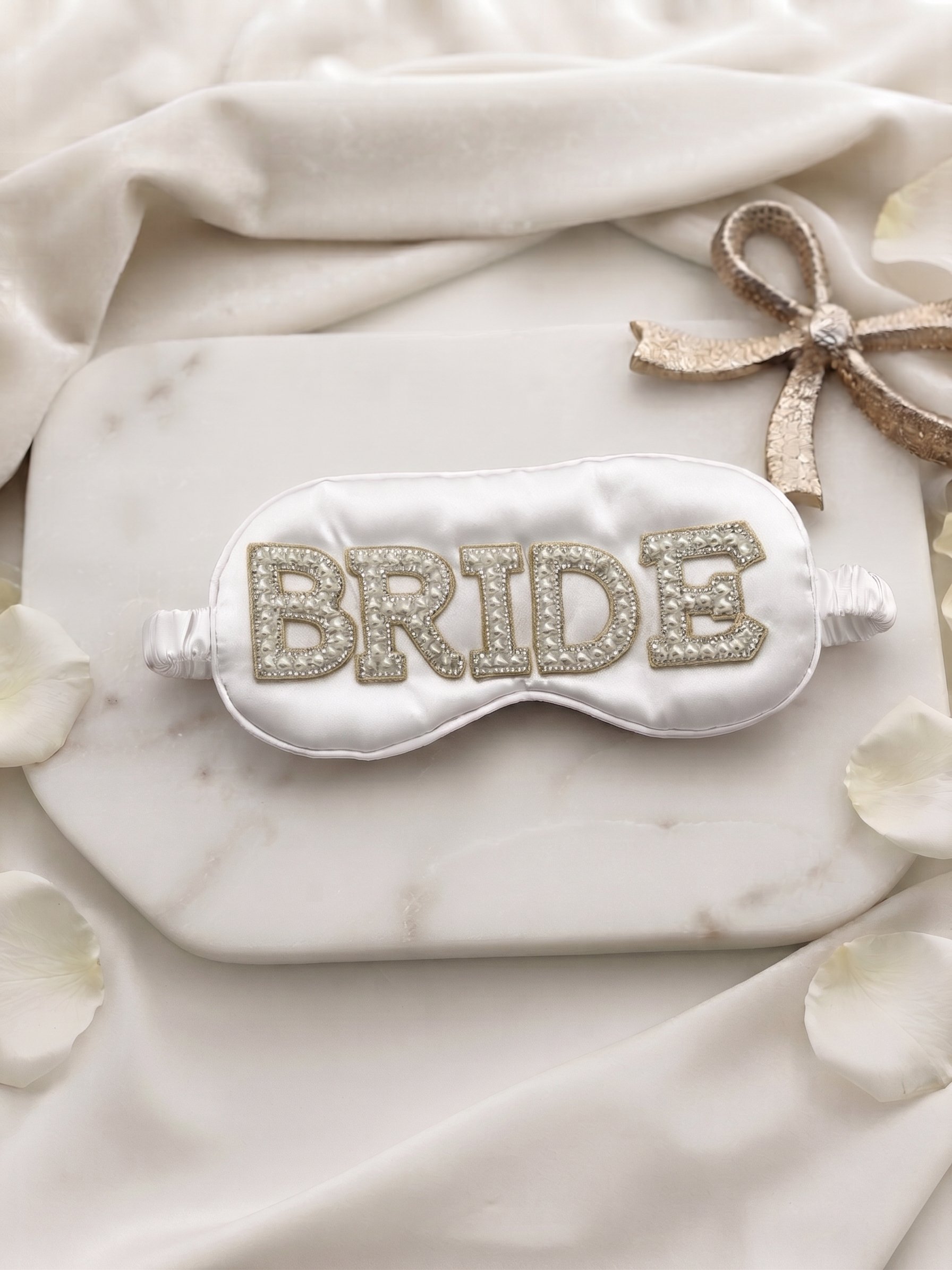 'Bride' Rhinestone Satin Sleep Mask