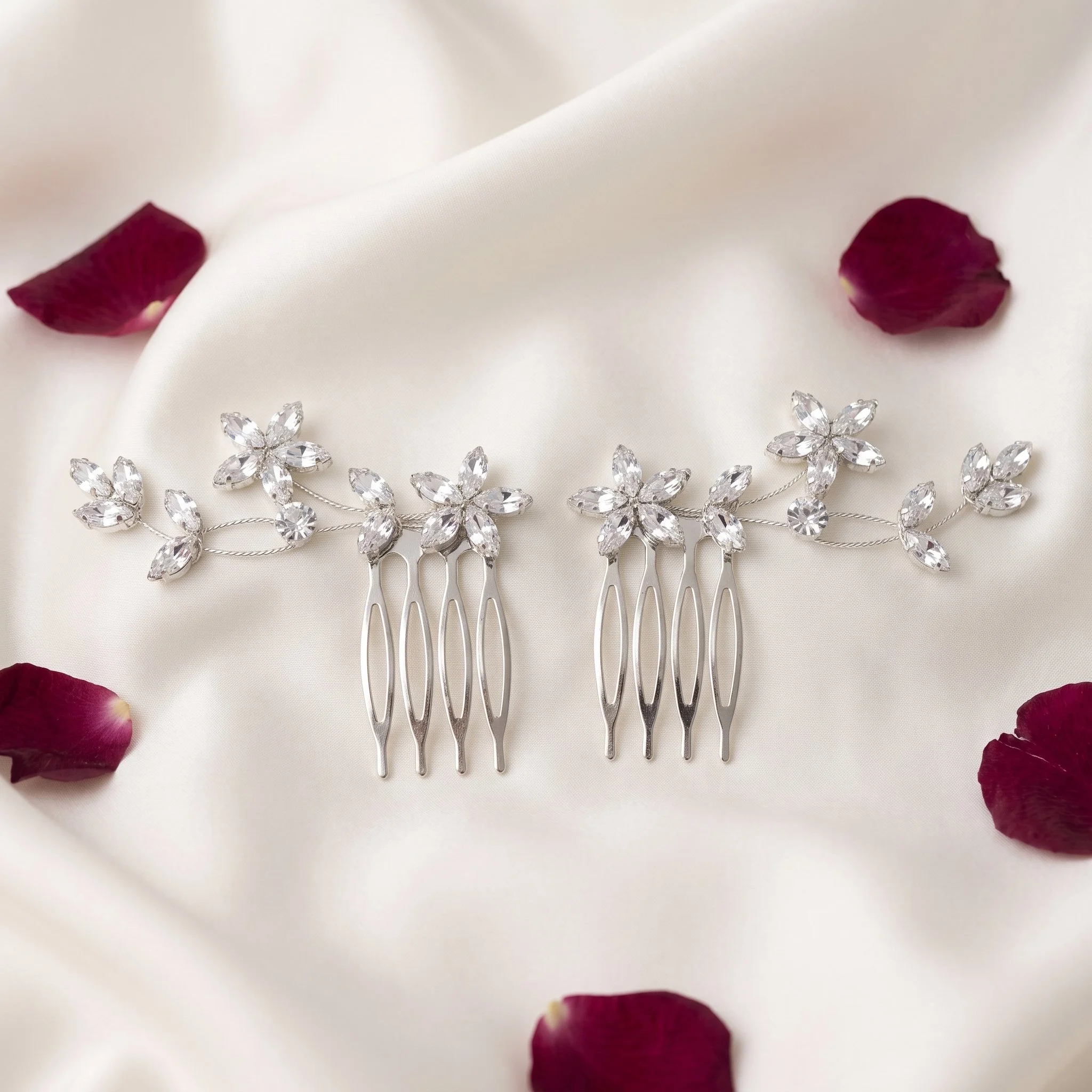 Twin Floral Hair Combs Set