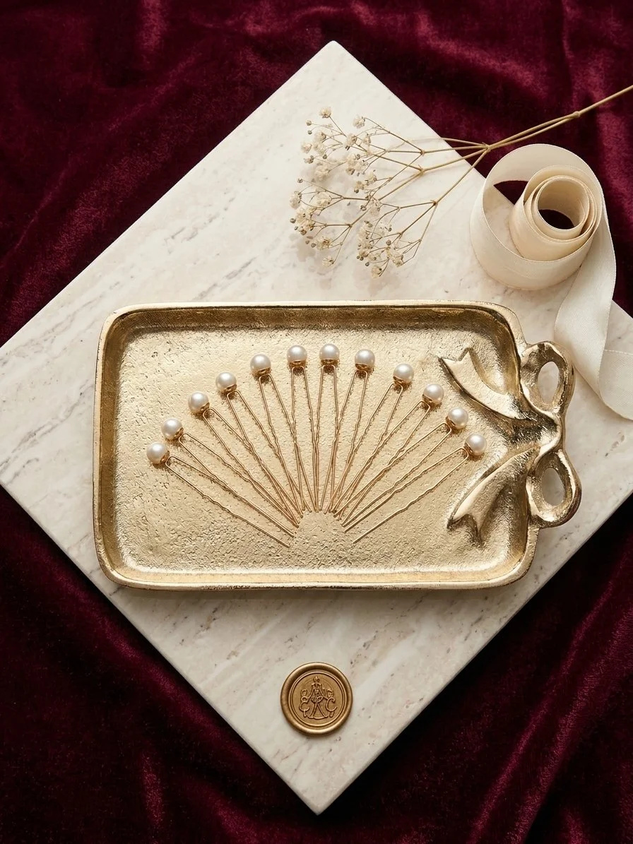 Gold & Pearl Elegance Bridal Pin Set- Set of 10