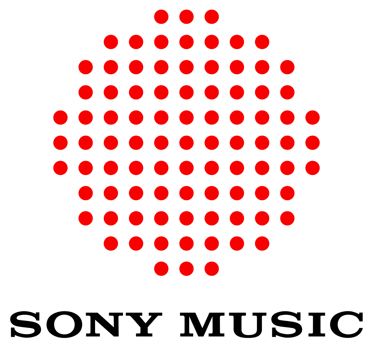 A digital image of a cross-stitch pattern with red dots arranged in a symmetrical, rounded grid on a black background.