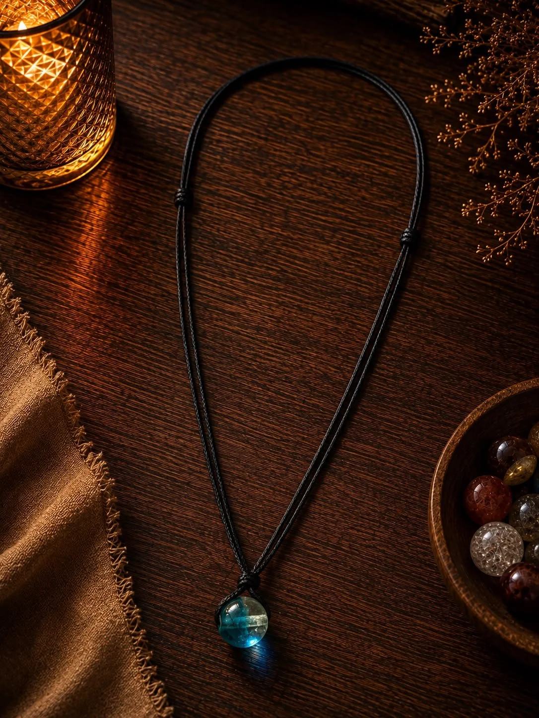 Collier magique – Perle en verre phosphorescente