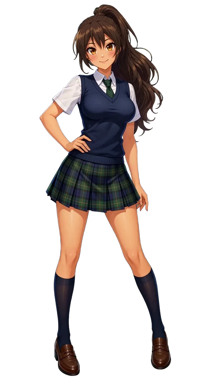 Anime-style girl standing against a plain background.