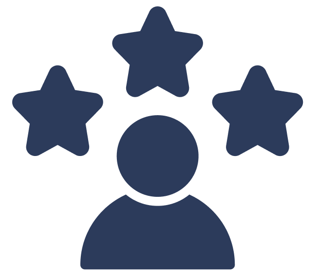 Icon of a person with three stars above their head.