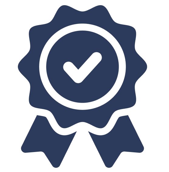 Icon of a certification badge with a checkmark inside.