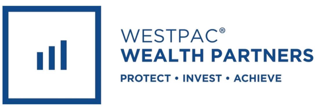 Logo for Westpac Wealth Partners featuring a bar chart icon and the words "Westpac Wealth Partners" with the tagline "Protect Invest Achieve."