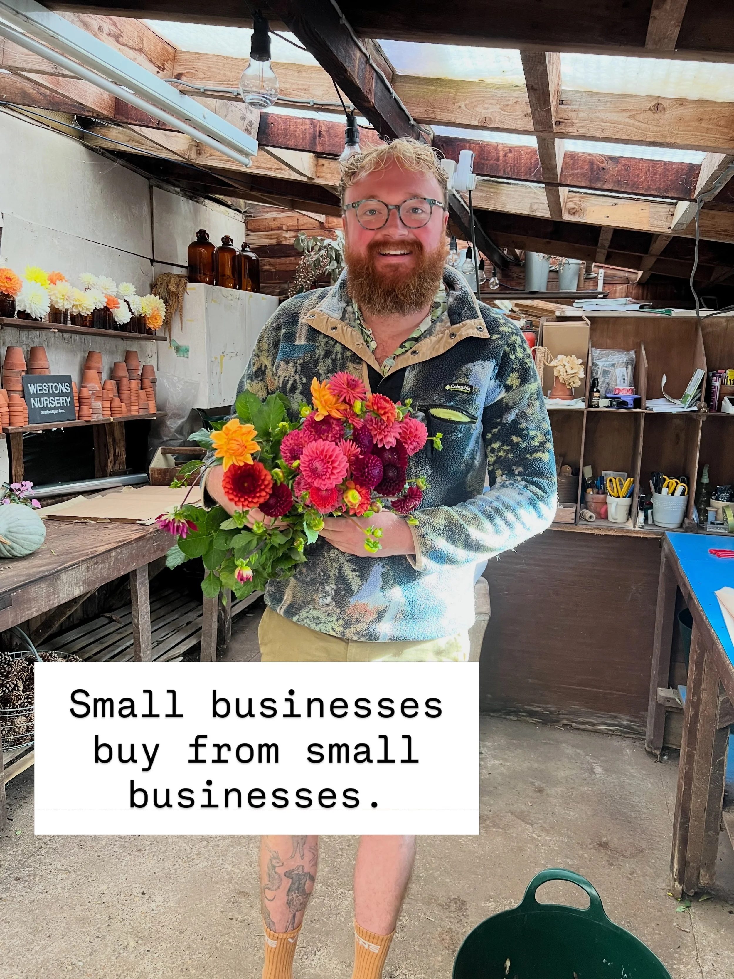 Completely delighted with my dalias from @westonsnursery ready for @fireformedstratford opening tomorrow. Freshly cut from their dahlia patch which is STILL PRODUCING blooms in October!!! I also got an amazing planter for front of the shop and some b
