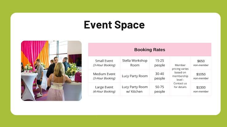 SheSpace Houston event space pricing