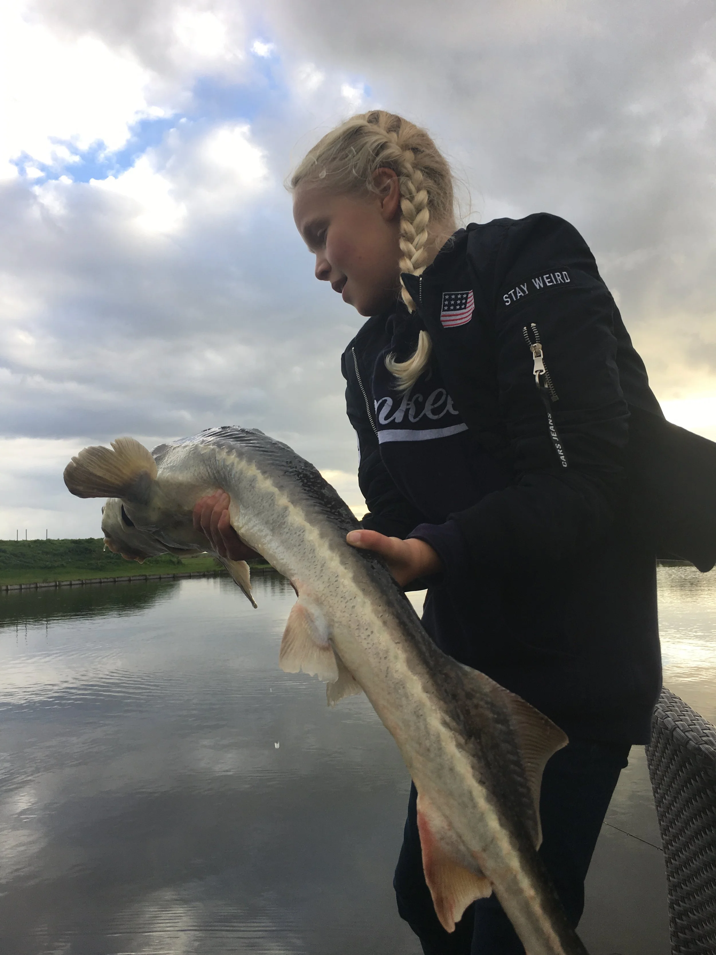 Grote vis wordt uit het water getild tijdens het vissen op Ameland