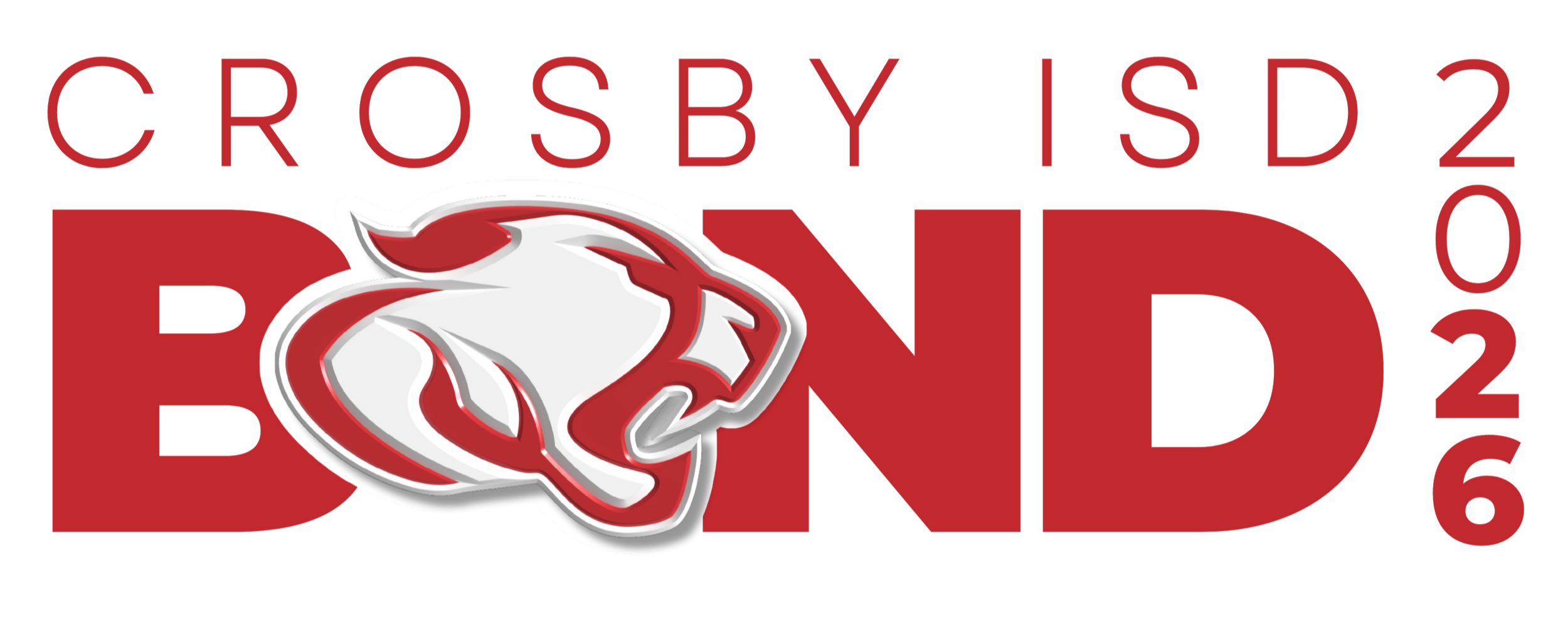 Crosby ISD Bond 2026 logo with a red and white horse head mascot and text.