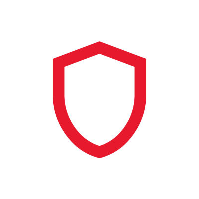 Red and black shield emblem with a stylized sword or spear behind it.