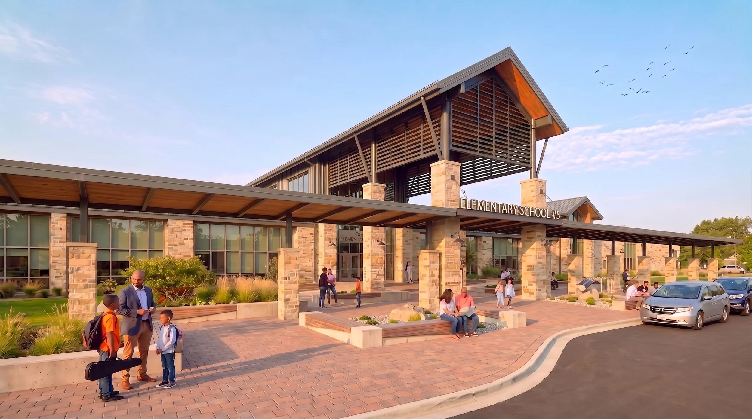 This is a conceptual rendering for Elementary School #5. Final design, materials, and details may vary.