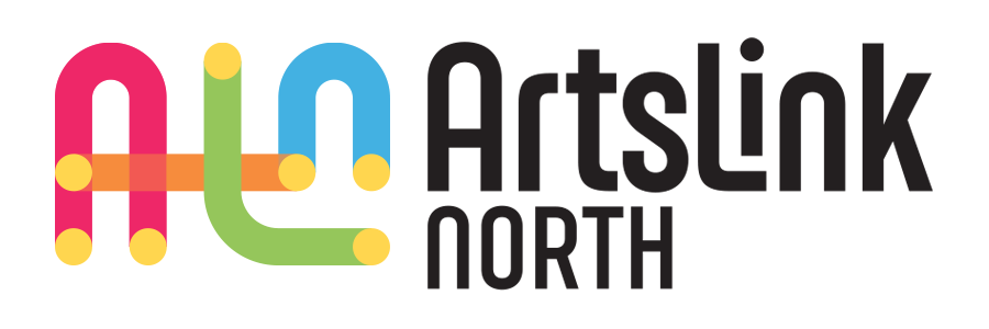 Artslink North logo with colorful interconnected dots and black text