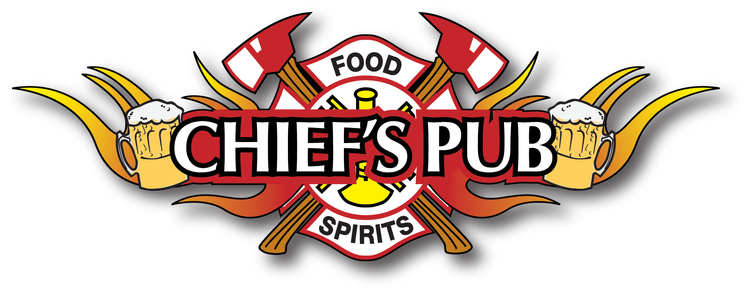 Logo for Chief's Pub that is firefighter themed