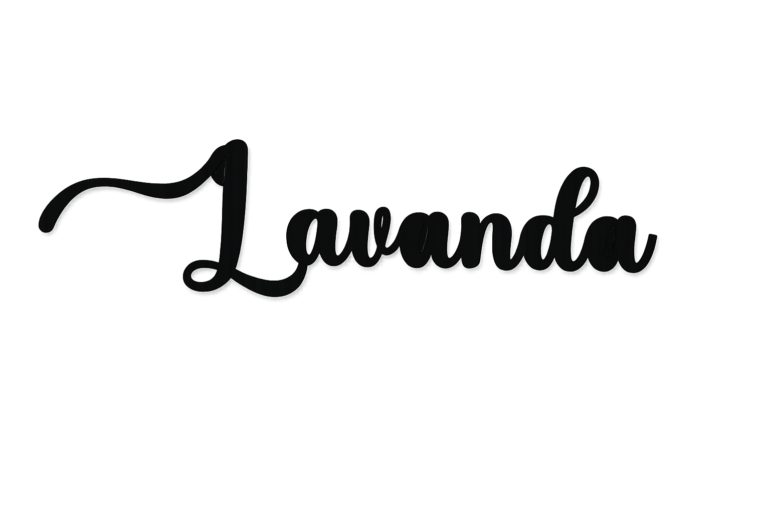 Palabra 'Lavanda' en letra cursiva negra sobre fondo blanco.