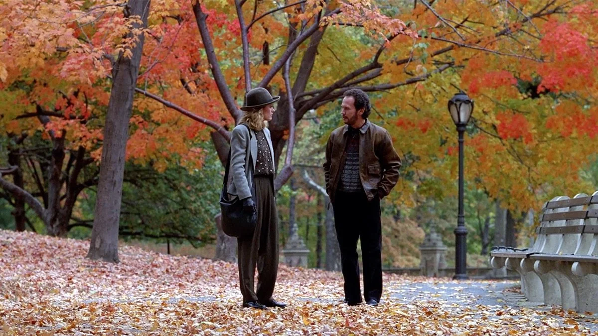 Meg Ryan and Billy Crystal in Central Park in the movie When Harry Met Sally