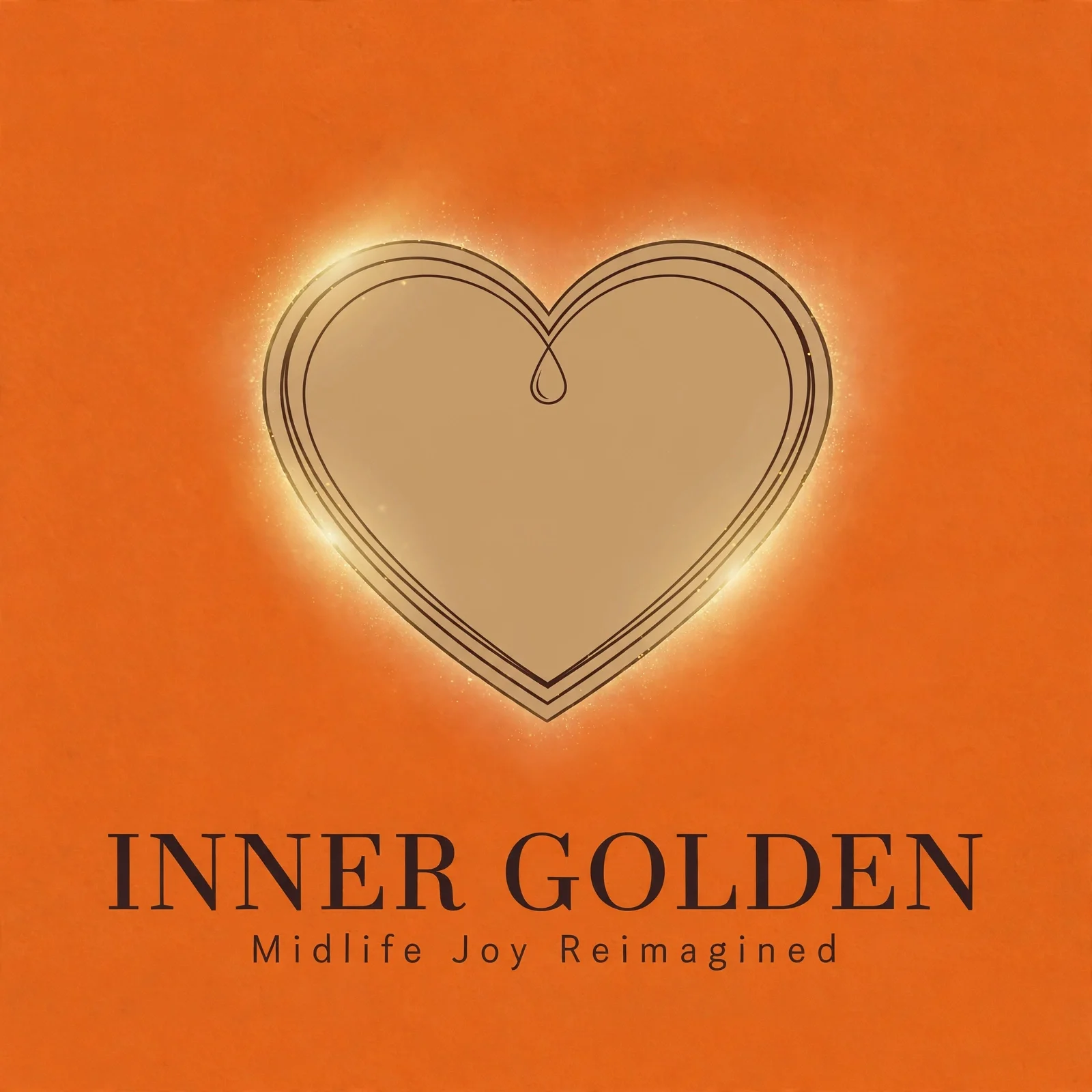 A gold outline of a heart with a droplet shape in the center, surrounded by radiant gold lines on a white background.