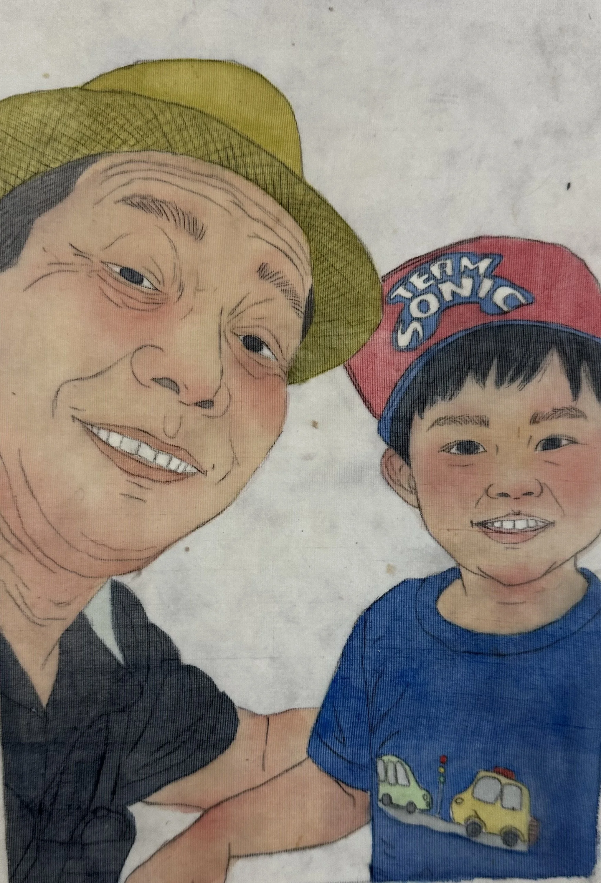 Ông Ngoại và Khang | Watercolor on Silk 2026