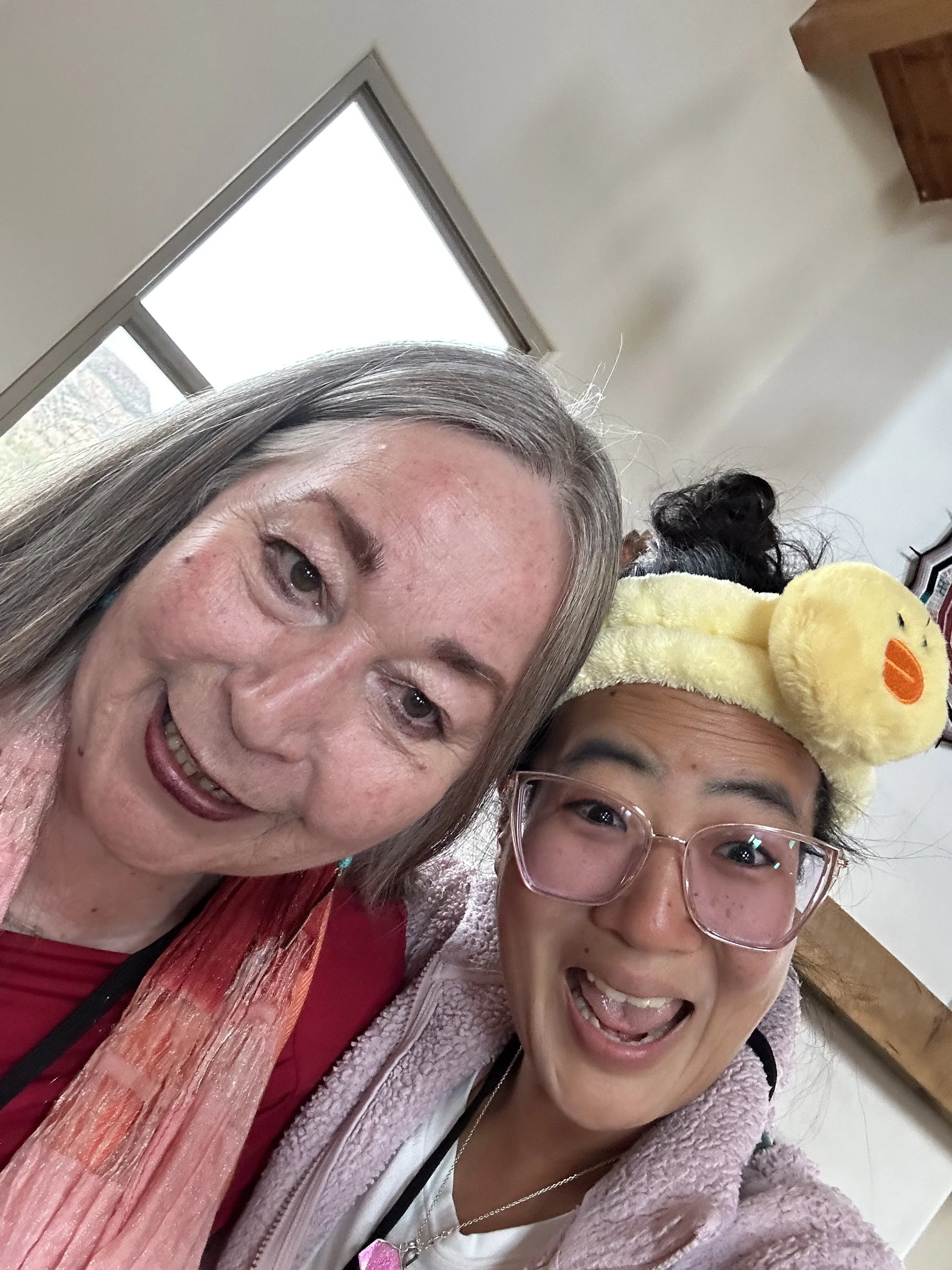 WITH Francesca Mason Boring at The Western Constellations Intensive in New Mexico. May 2024. We will be reading one of her books in the cert program too! She is a legend and the only 1/2 Shoshone Facilitator in North America.