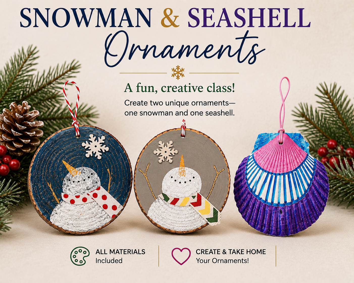 Shell & Snowman Ornament Class
