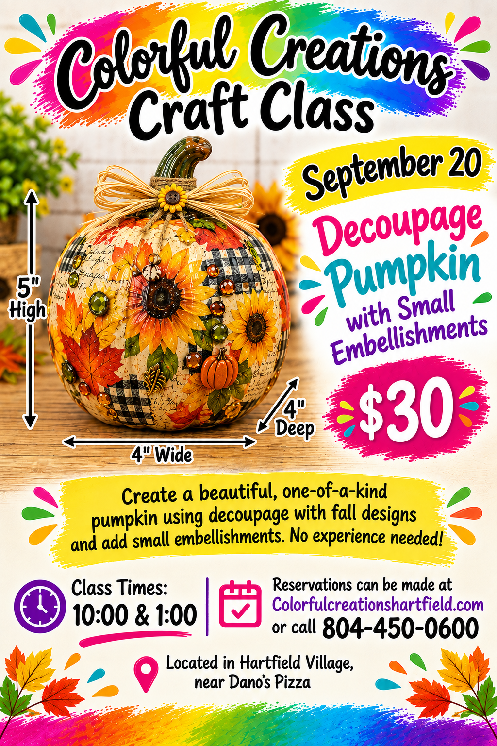 09/20 10:00 AM| Sundae Funday-Autumn Decoupage Pumpkin