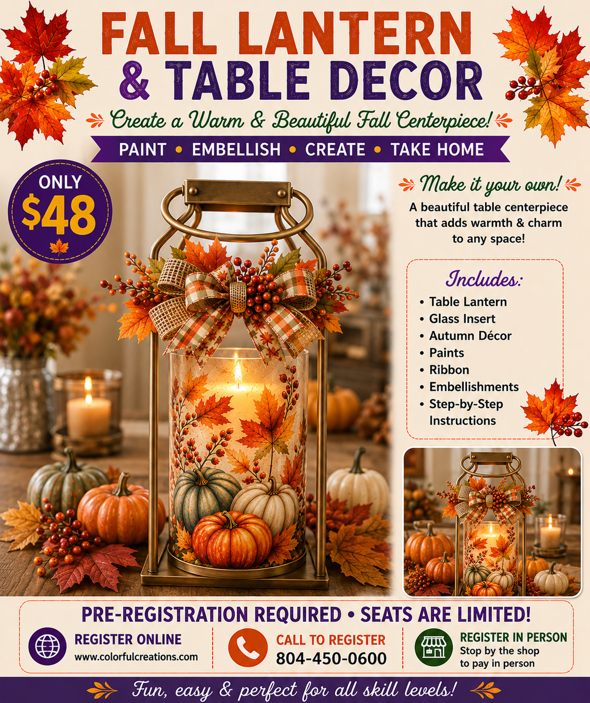 09/18, 10:00 AM | Fall Lantern & Table Decor